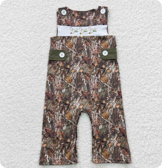 Camo Mallard Duck Long Romper - Preorder