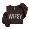 Camo WIFEY Crewneck - Chocolate