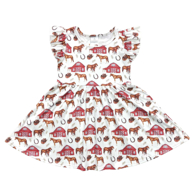 Red Barn & Horse Dress - Preorder