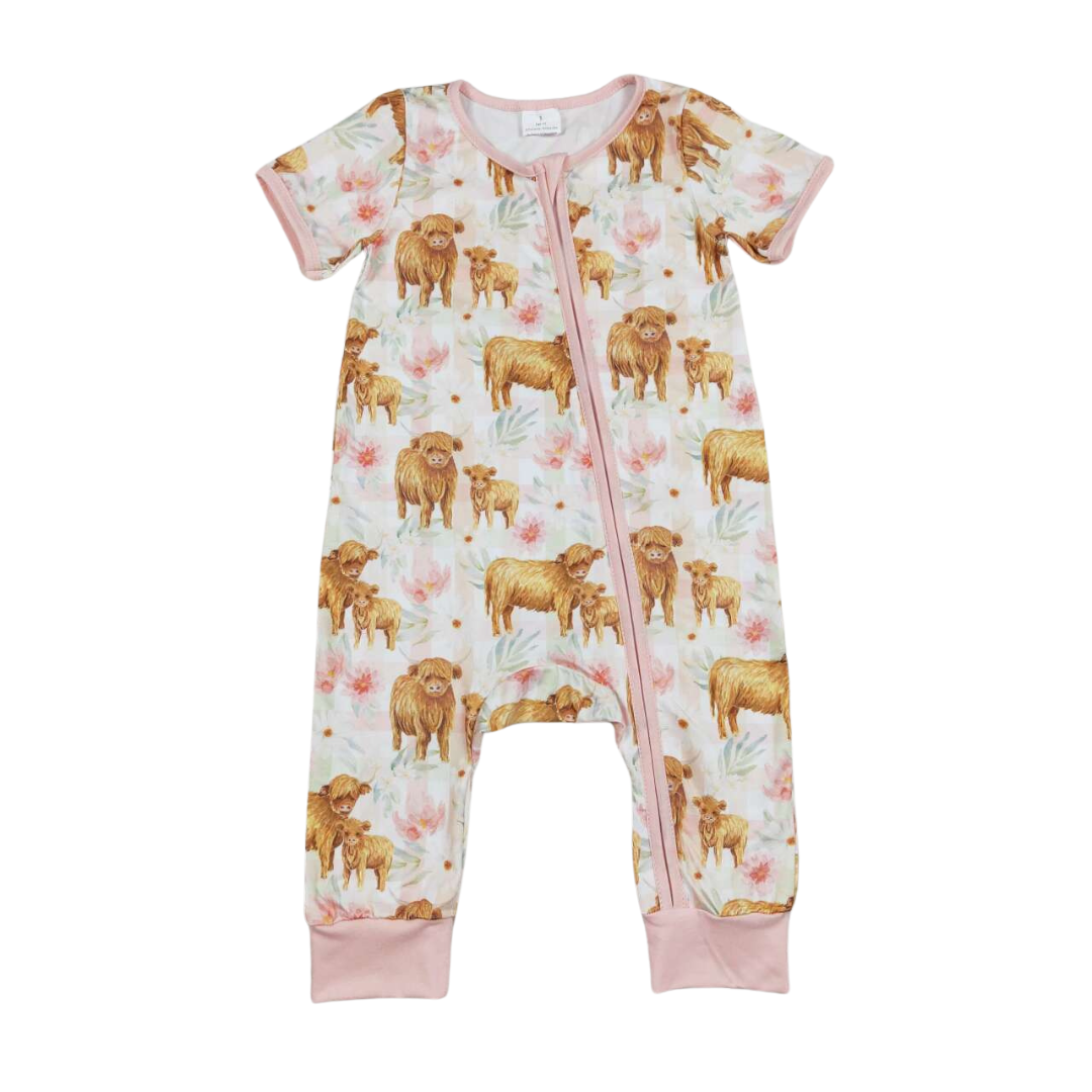 Highland Cow Zippy Romper - Preorder