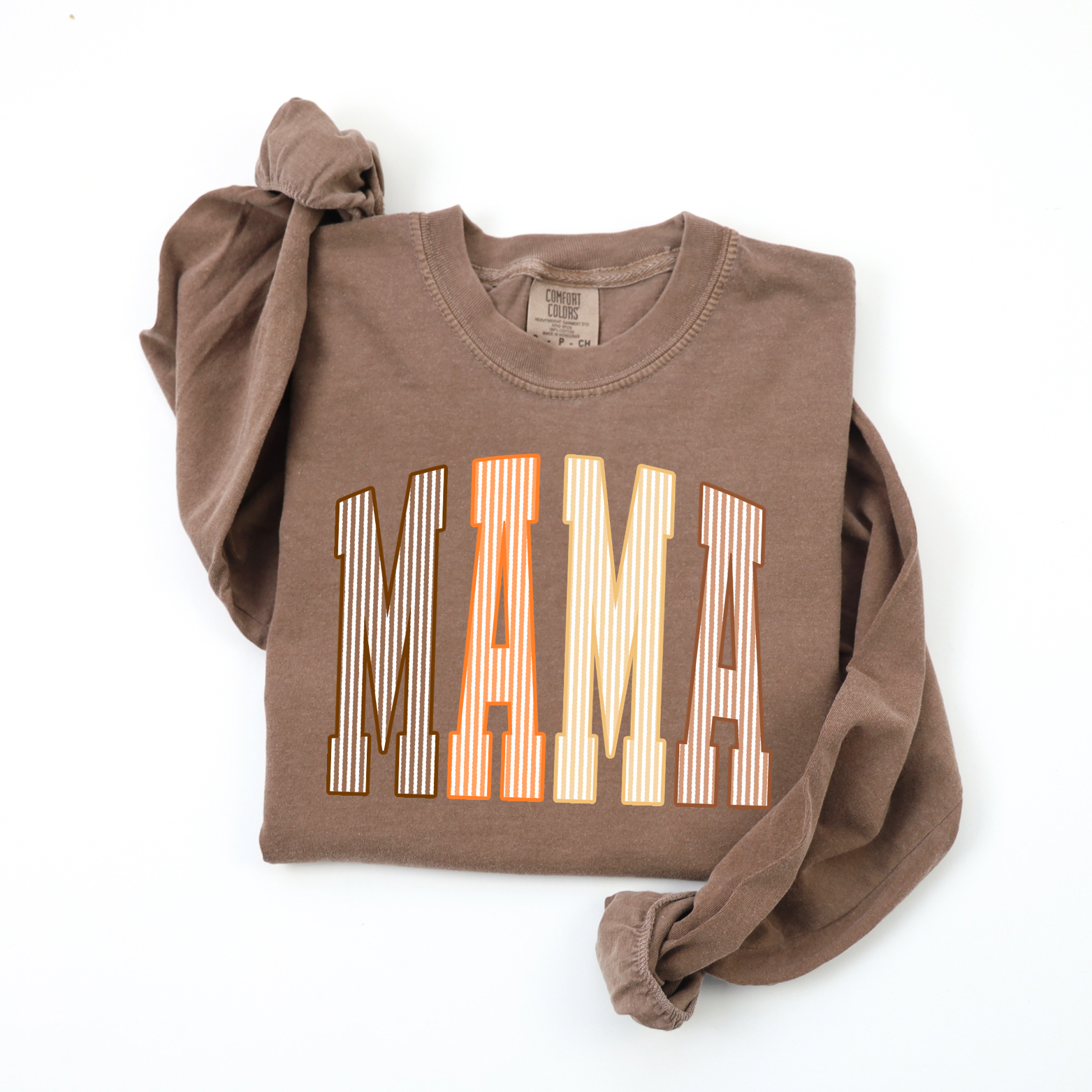 Fall Seersucker MAMA Tee - Espresso