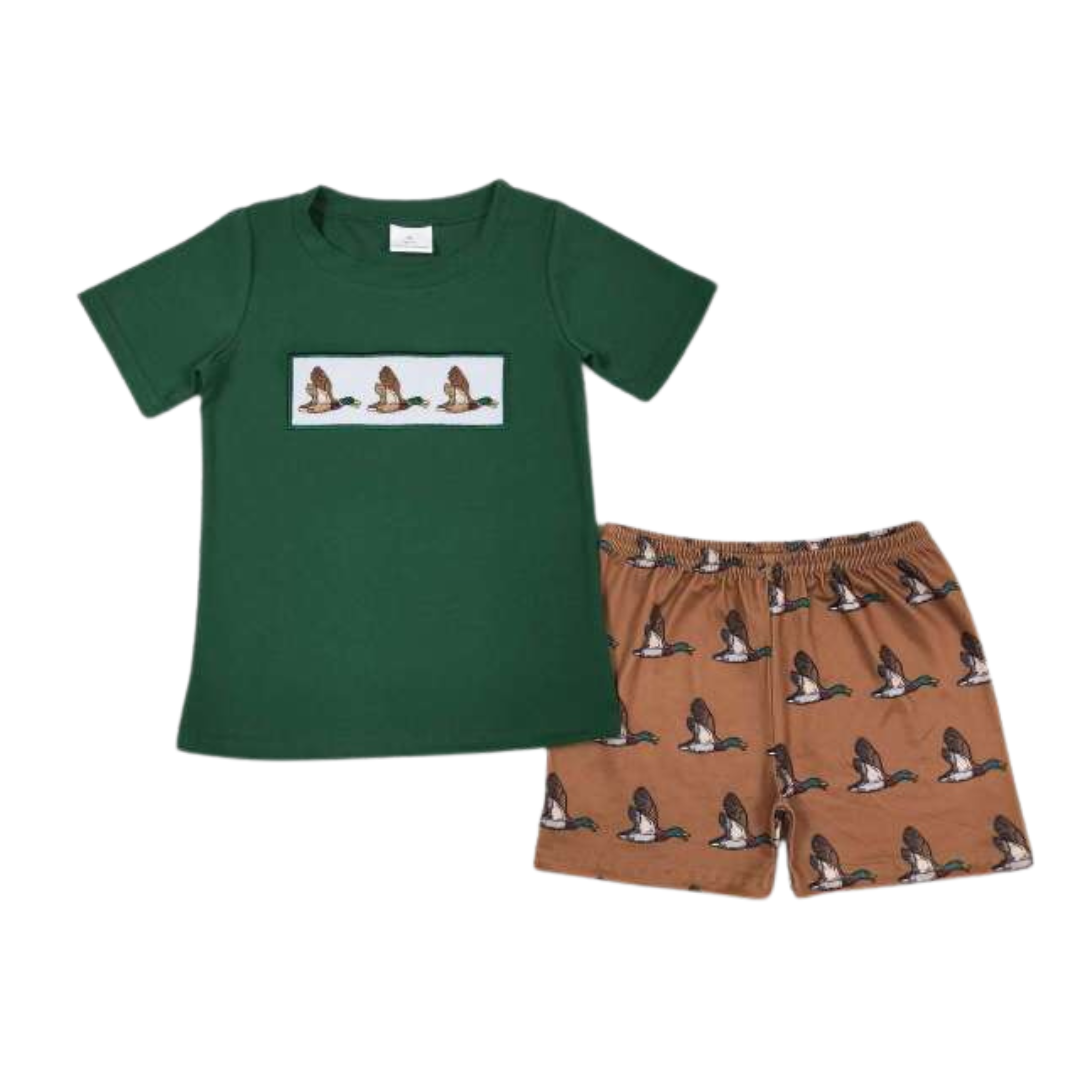 Green & Brown Embroidered Mallard Set - Preorder