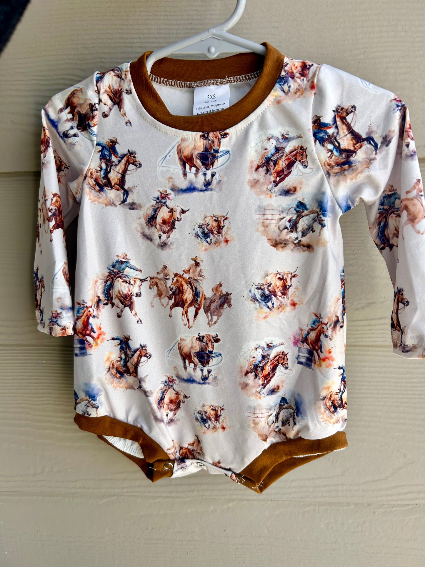 Western long sleeve bubble romper