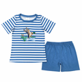 Embroidered Blue Striped Mallard Duck Set - Preorder