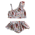 Pink Floral Highland Cow Swimsuit - Preorder