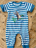 Embroidered Mallard Striped Romper - Preorder