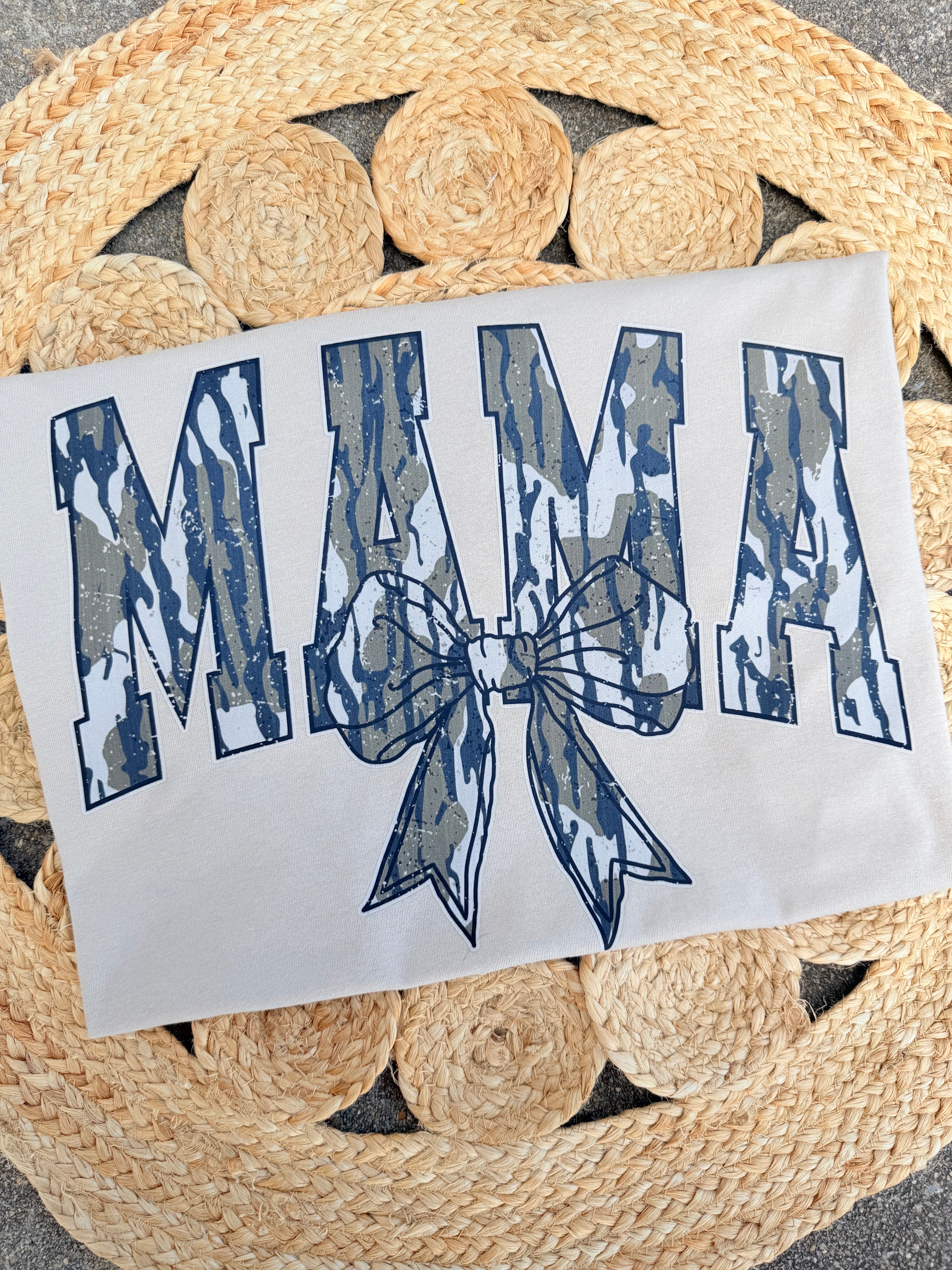 MAMA Camo Bow Tee - Tan