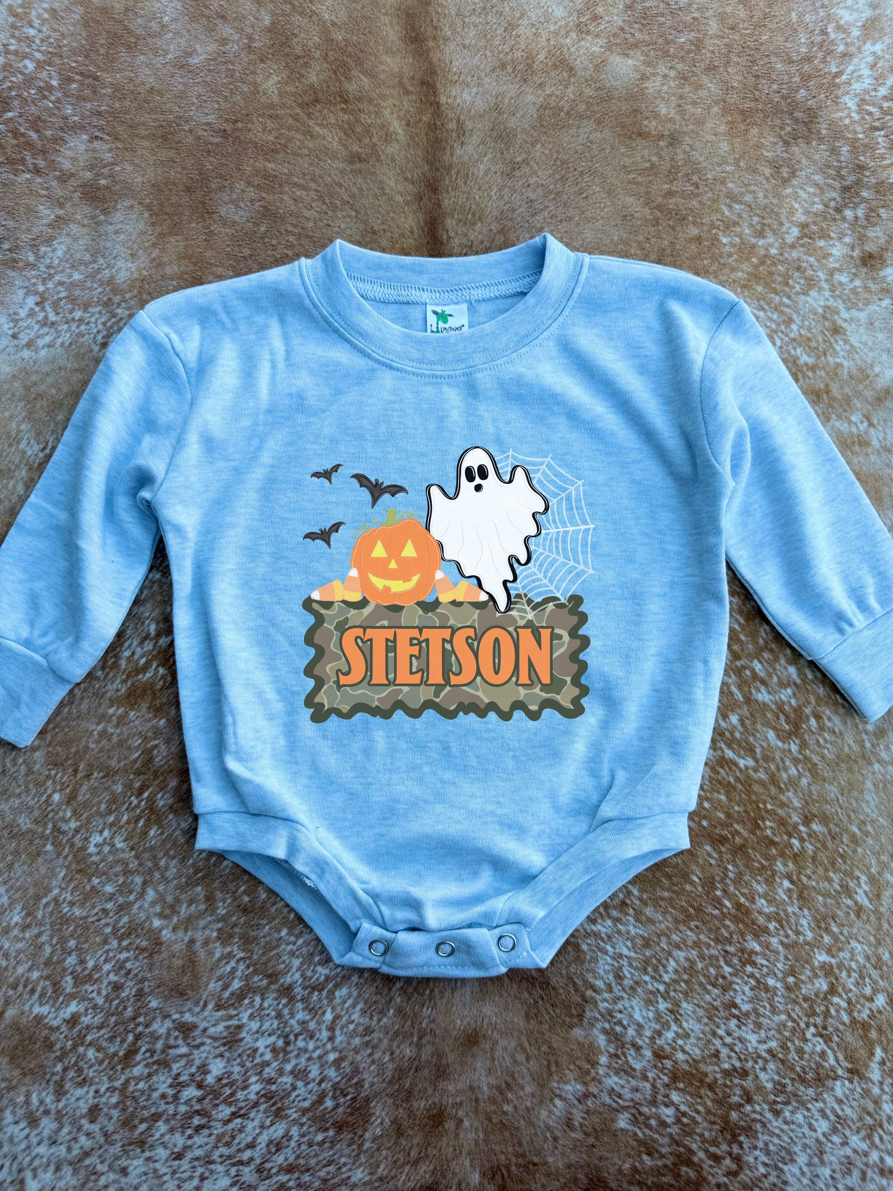 (2 colors) Ghost & Pumpkin Name Bubble - CUSTOM