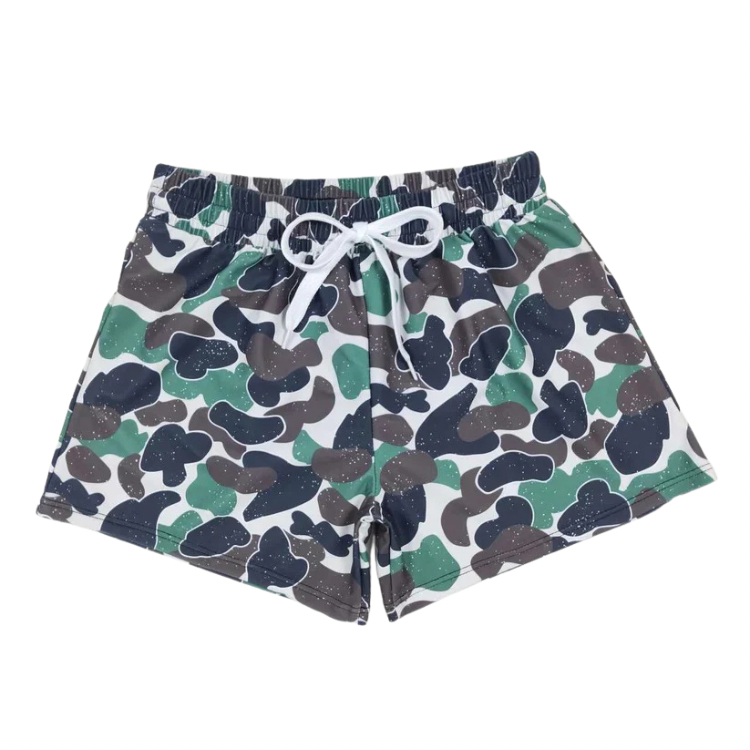 Green Camo Swim Trunks - Preorder