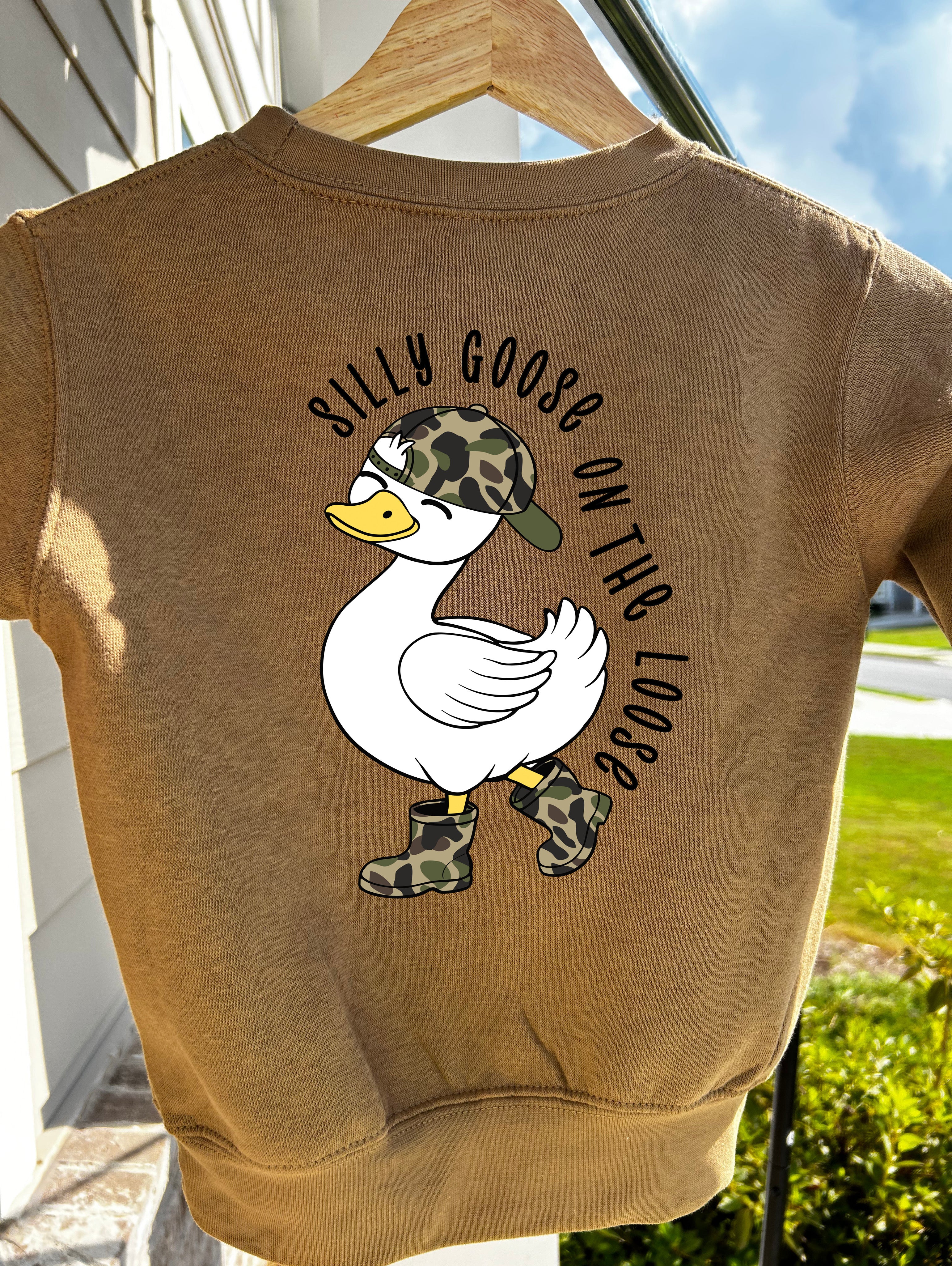 Camo Silly Goose On The Loose Crewneck