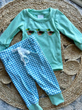 Embroidered Mallard Duck Plaid Pants Set - Preorder