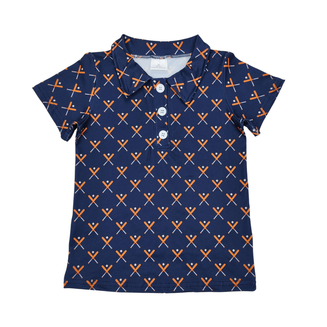 Navy Baseball Button Up - Preorder