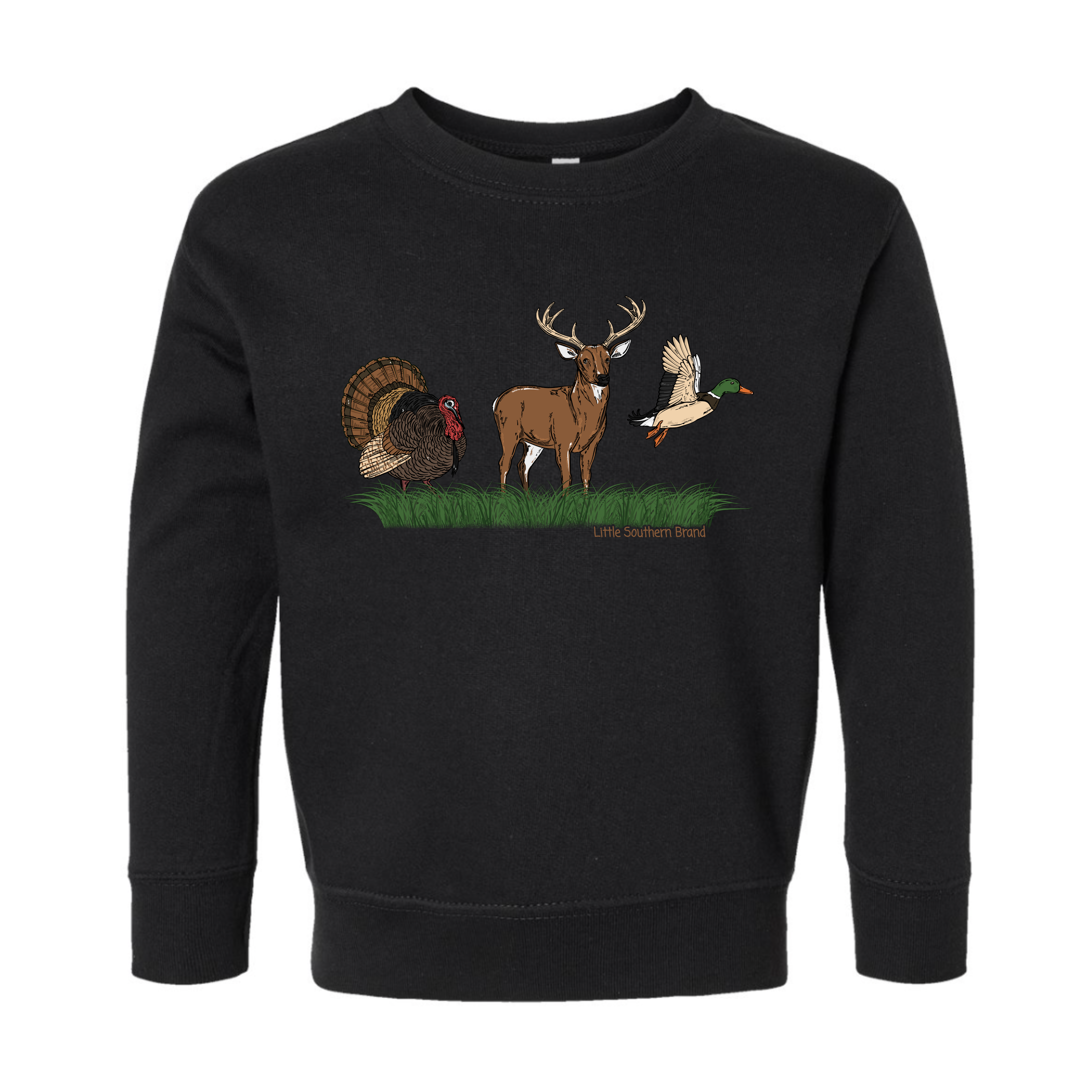 Turkey, Deer, Duck Front Design Crewneck