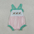 Mint Embroidered Puppy Ruffle Romper - Preorder