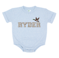 Camo Flying Mallard Name Bubble - Light Blue