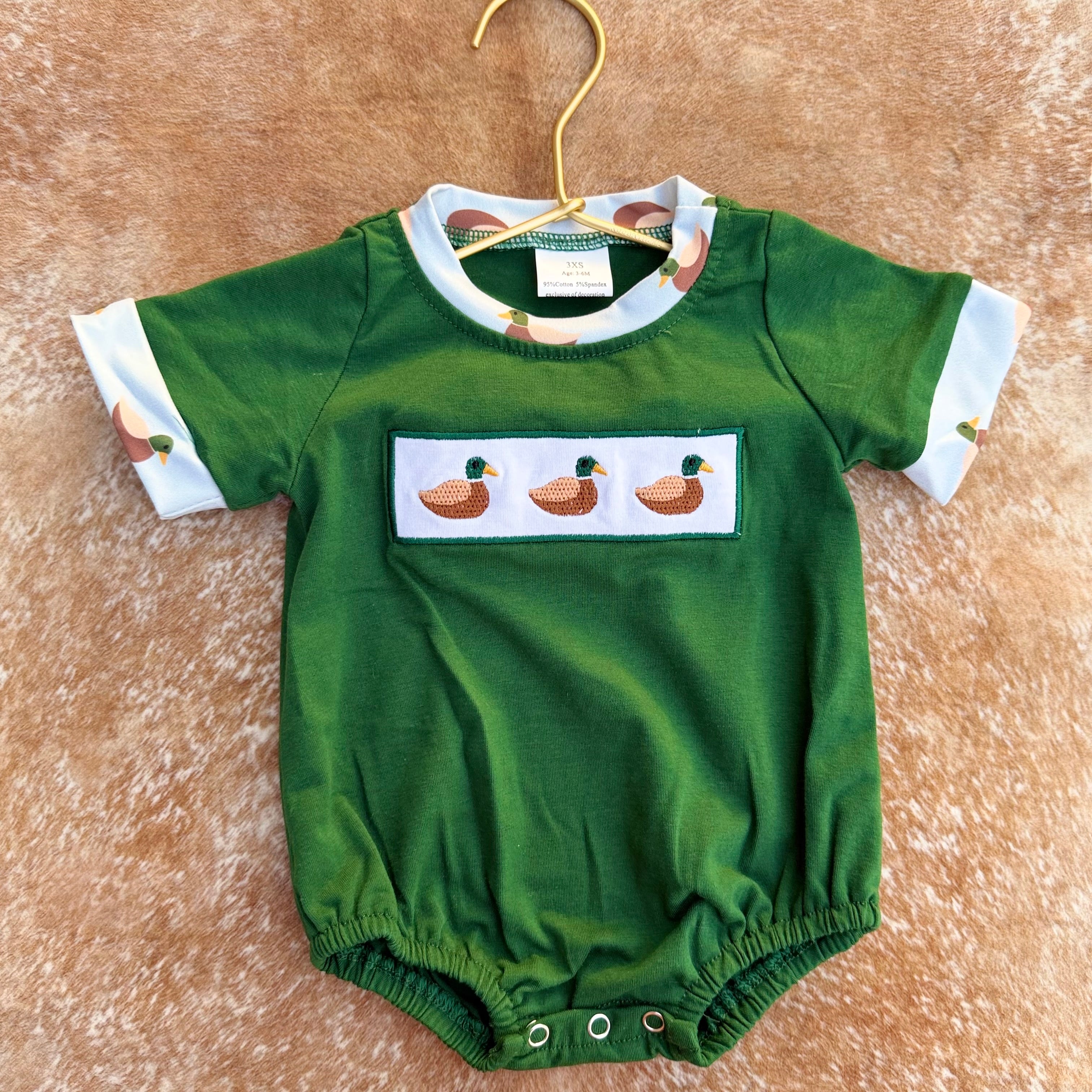 Green Embroidered Mallards Bubble