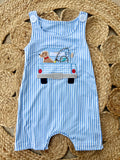 Appliqué Fishing Puppy Romper - Preorder