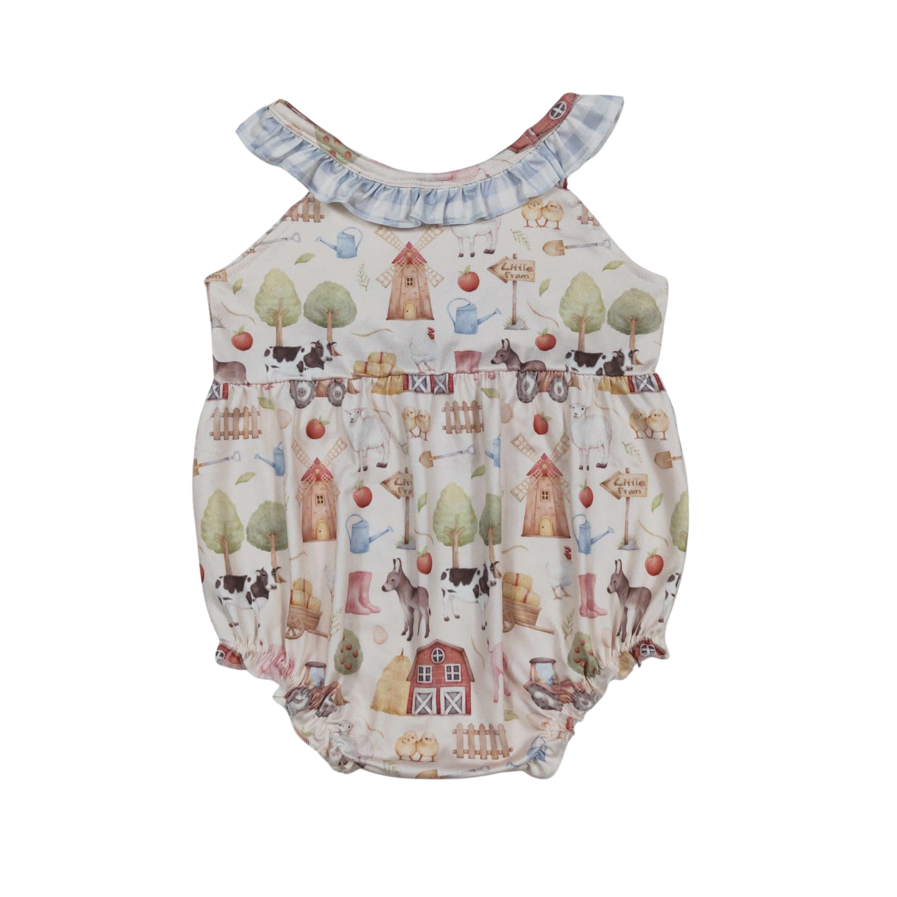 Girls Farm Pattern Romper - Preorder