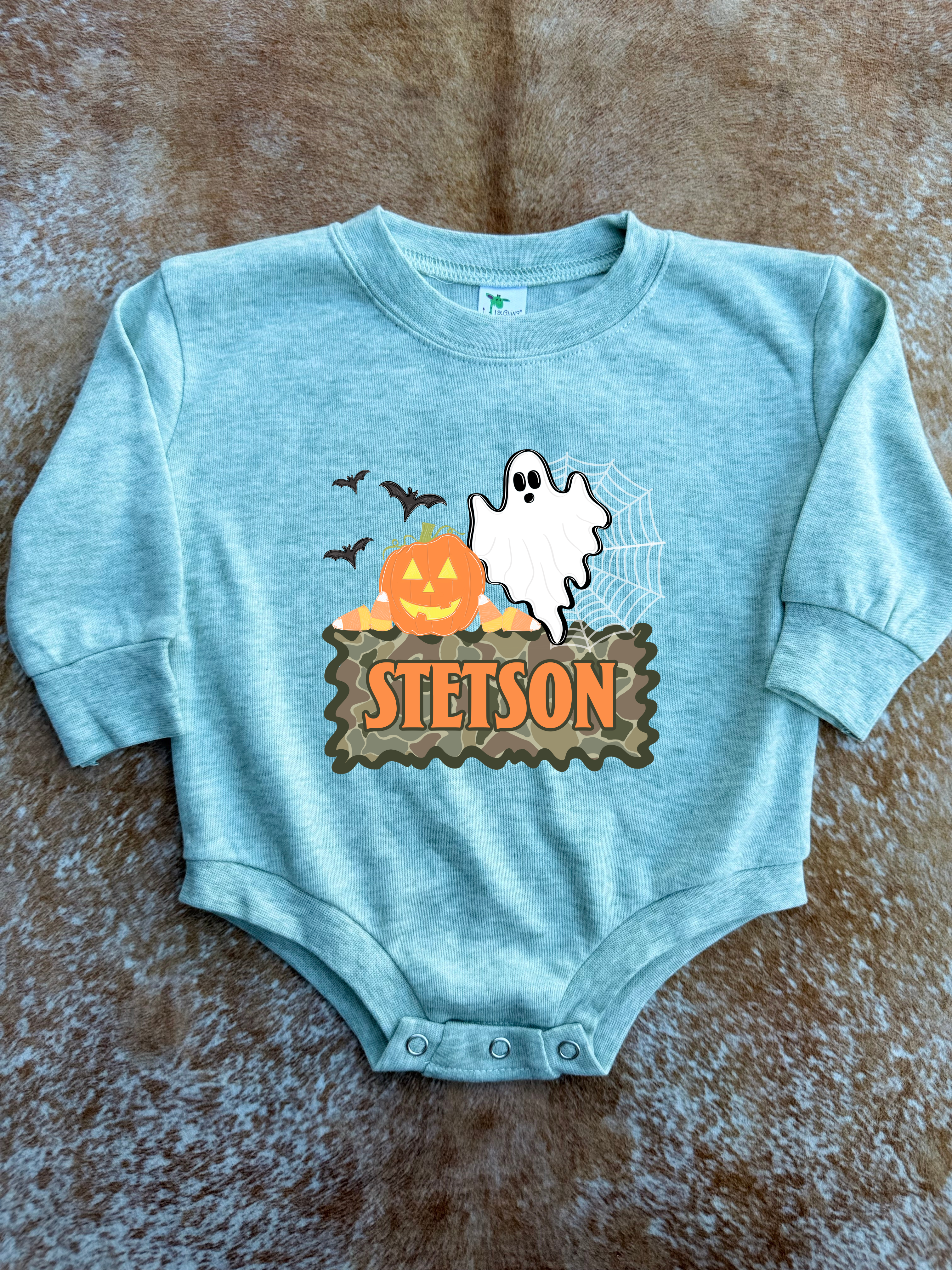 (2 colors) Ghost & Pumpkin Name Bubble - CUSTOM