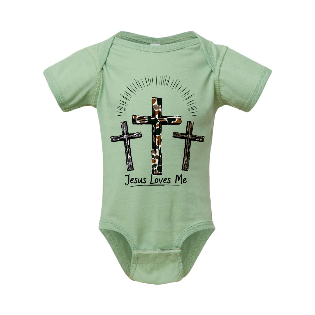 Jesus Loves Me Sage Bodysuit