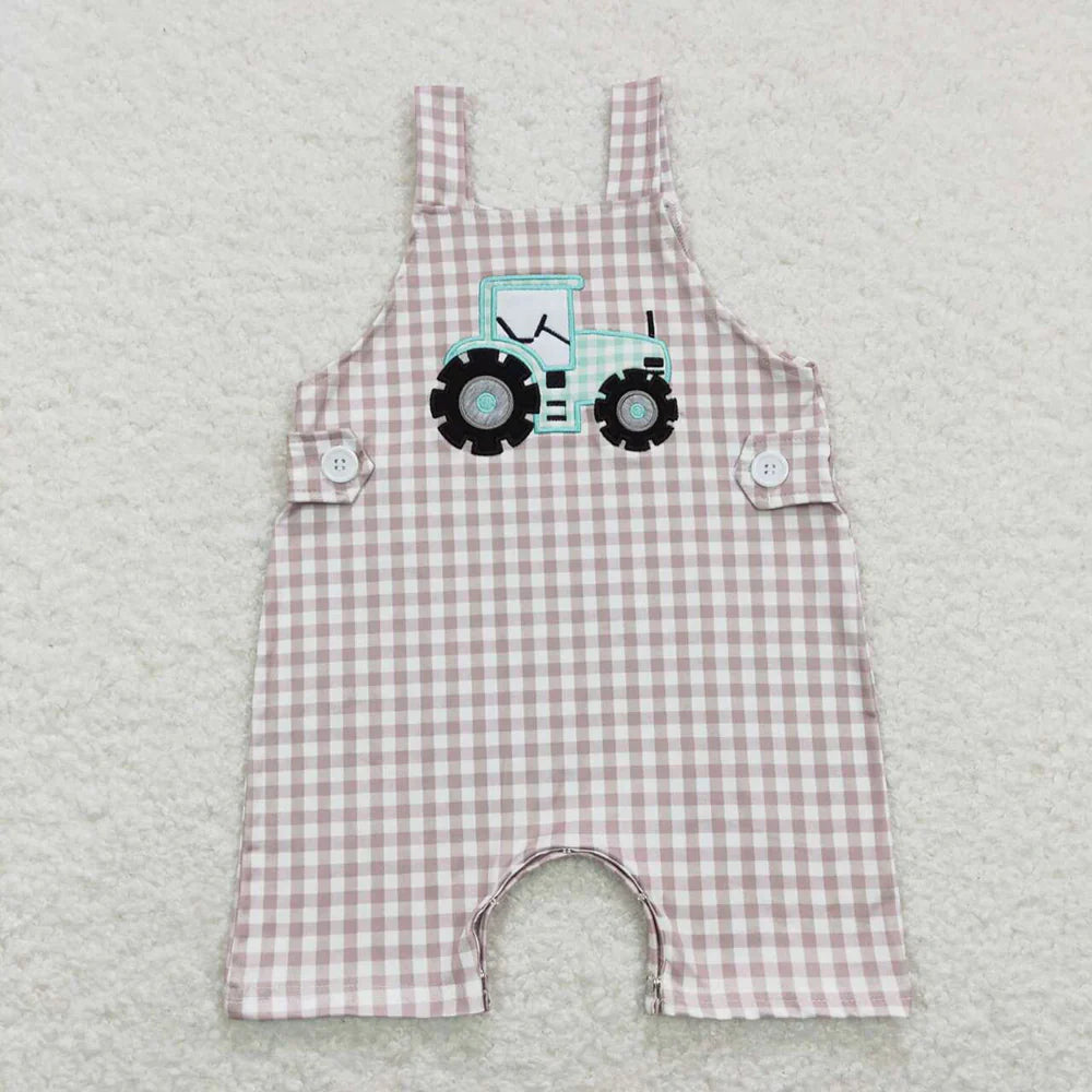 Gingham Tractor Romper