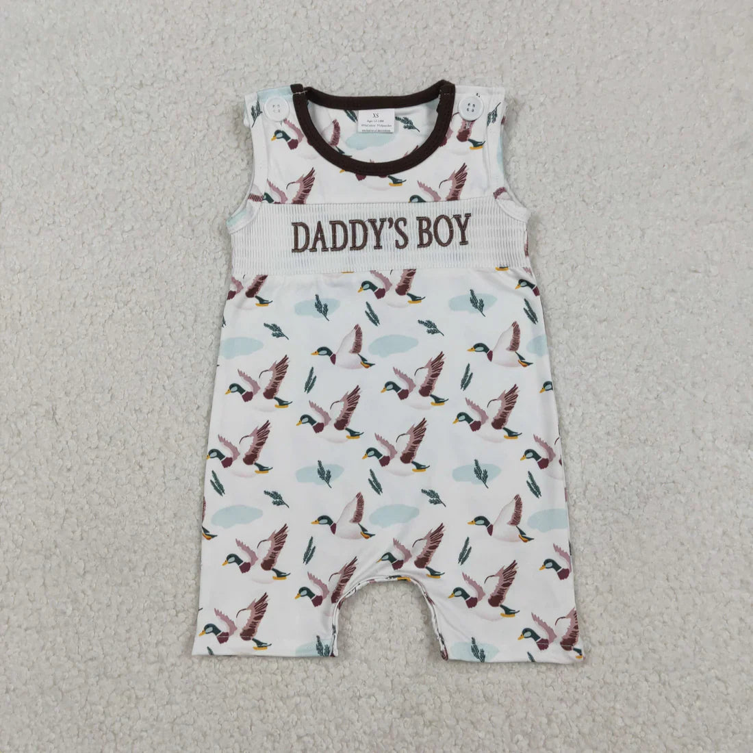 Embroidered Daddy’s Boy Duck Romper