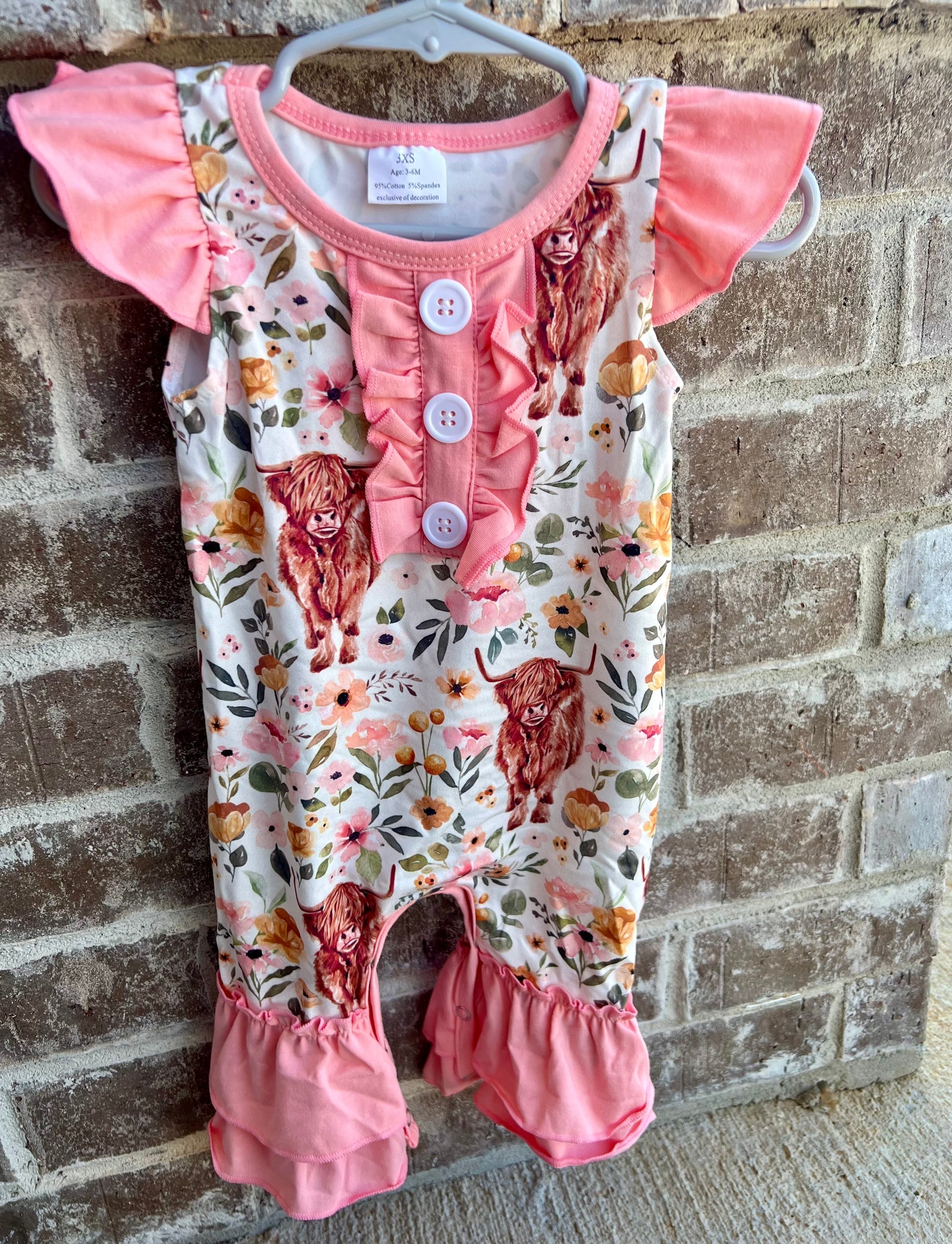 Highland Cow Ruffle Romper