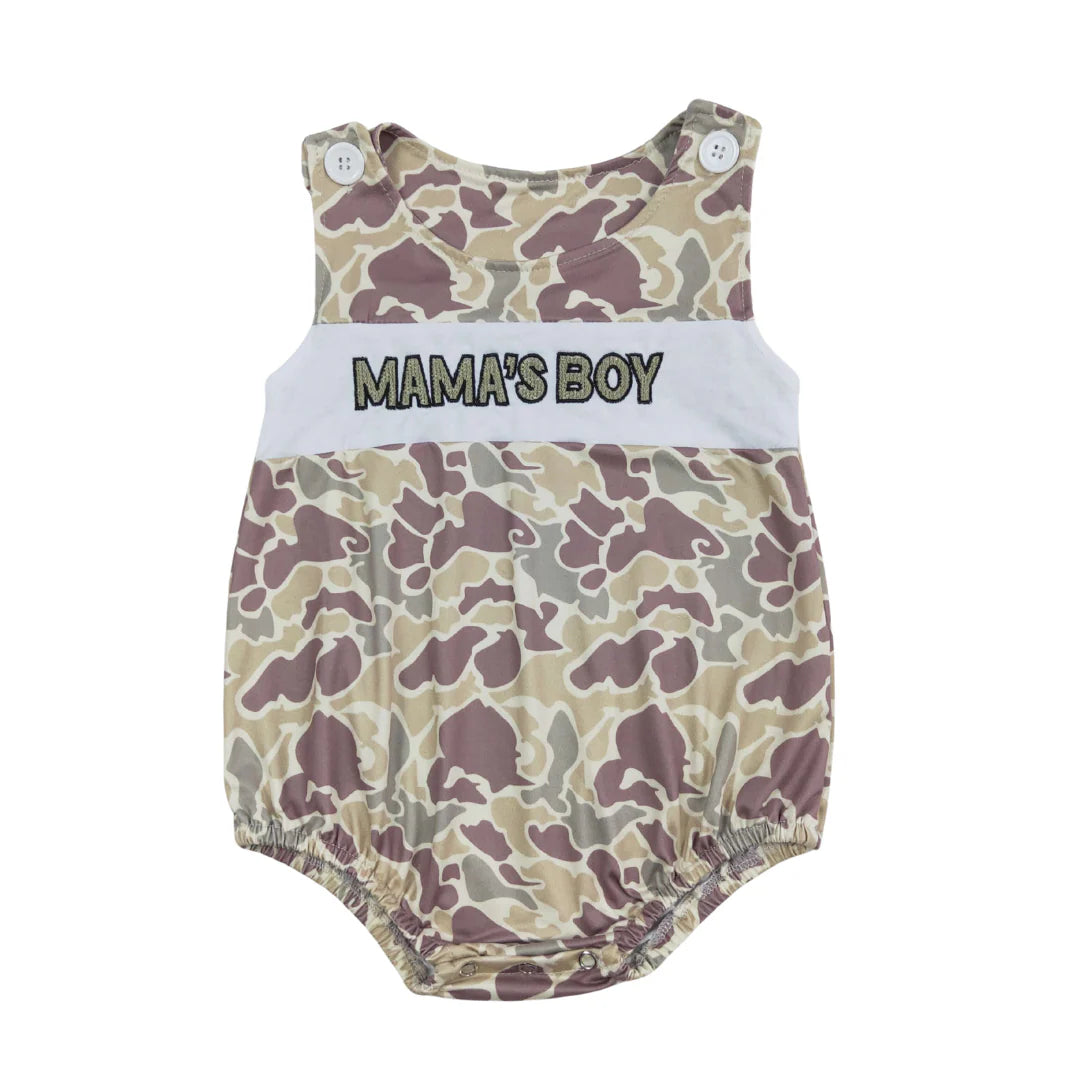 Camo Embroidered Mama’s Boy Romper