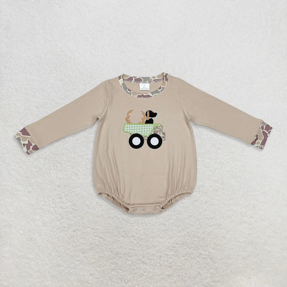 Hunting Puppy Appliqué Romper