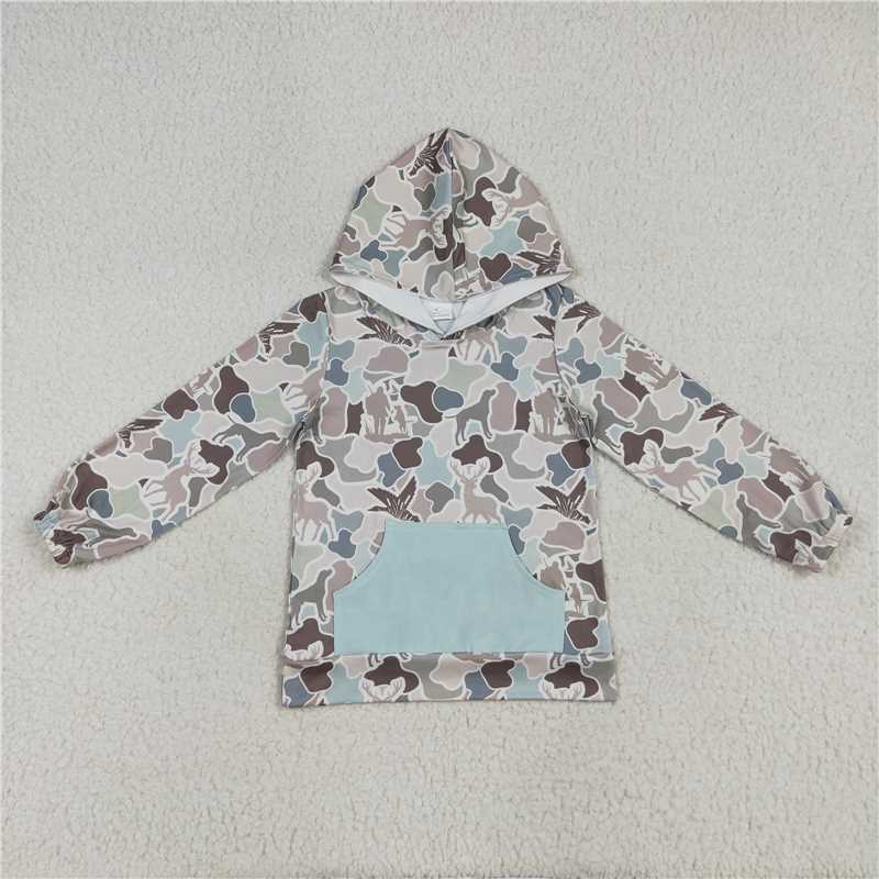 Light Blue Deer & Duck Camo Hooded Pullover