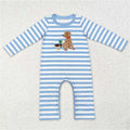 Blue Striped Puppy & Duck Long Romper