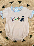 Embroidered Deer, Duck & Puppy Romper