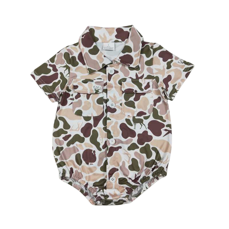Camo Deer & Ducks Button Up Romper