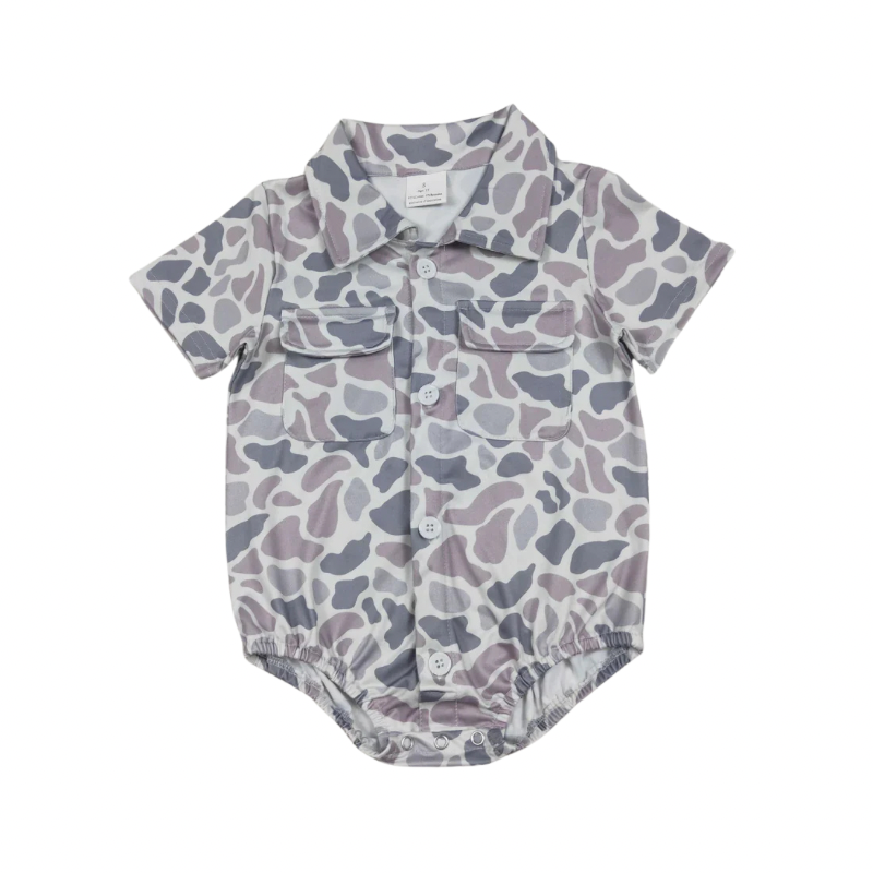 Light Camo Button Up Romper