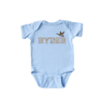 Camo Flying Mallard Name Bodysuit - Light Blue