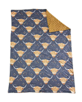Navy Highland Cow Blanket