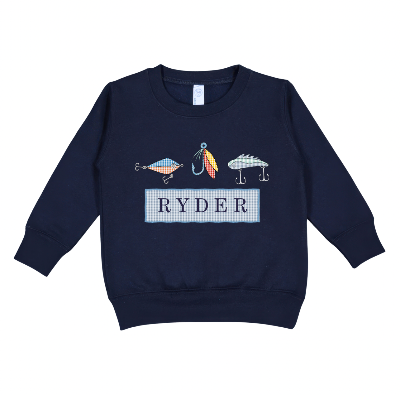 Gingham Fishing Lure Name Crewneck - CUSTOM