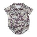 Beige Camo Button Up Romper