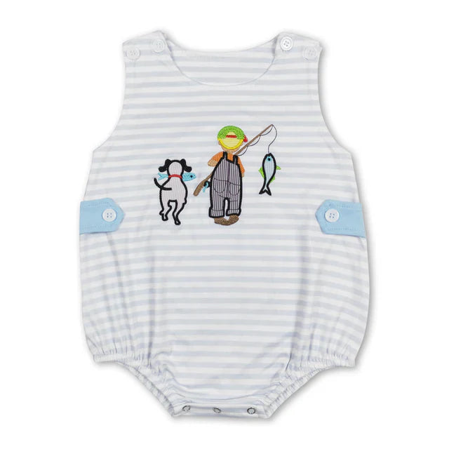 Embroidered Fishing Buddy Romper