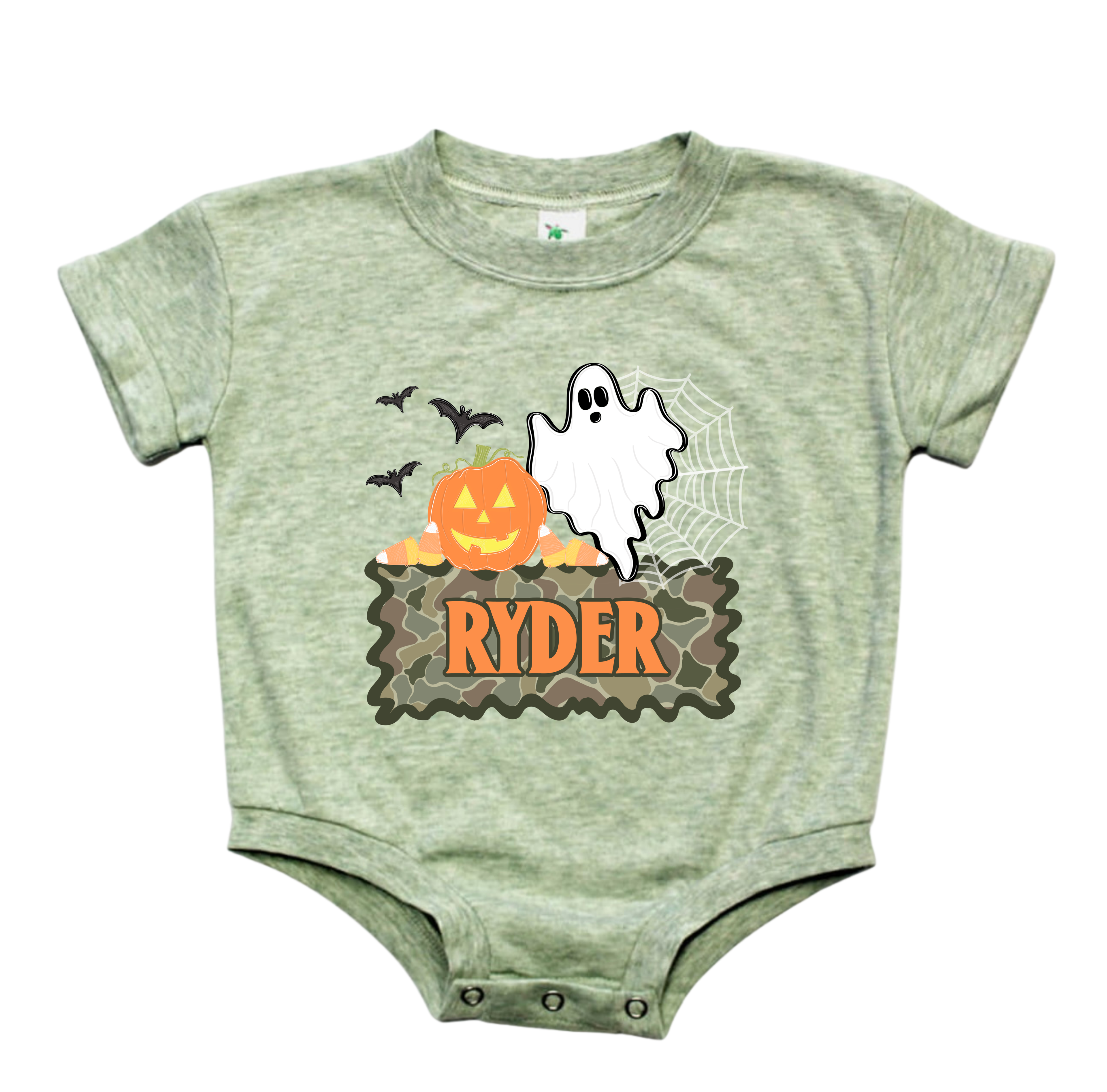 (Sage) Ghost & Pumpkin Camo Name Bubble - CUSTOM