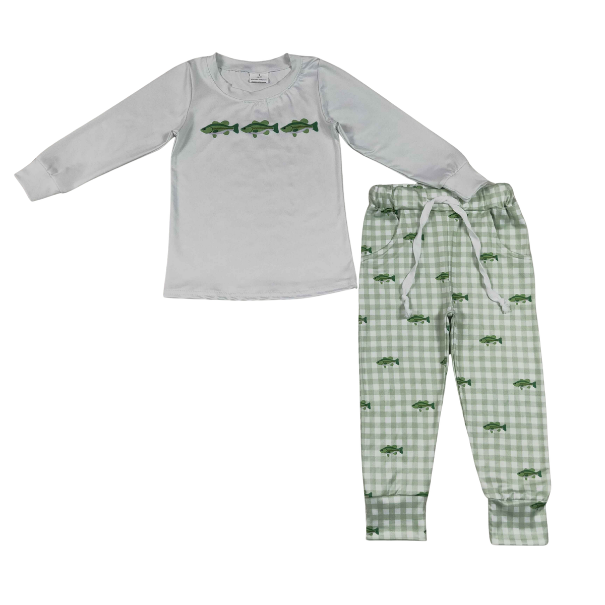 Gingham Fish Print Pants Set