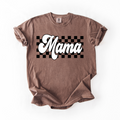 Retro Checkered MAMA Tee - Espresso