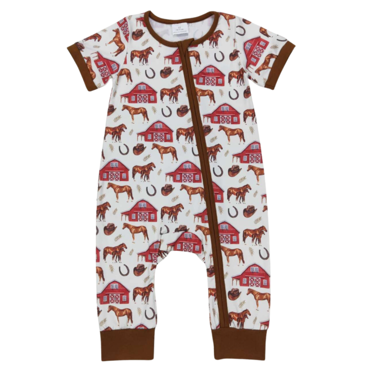 Red Barn & Horse Romper - Preorder