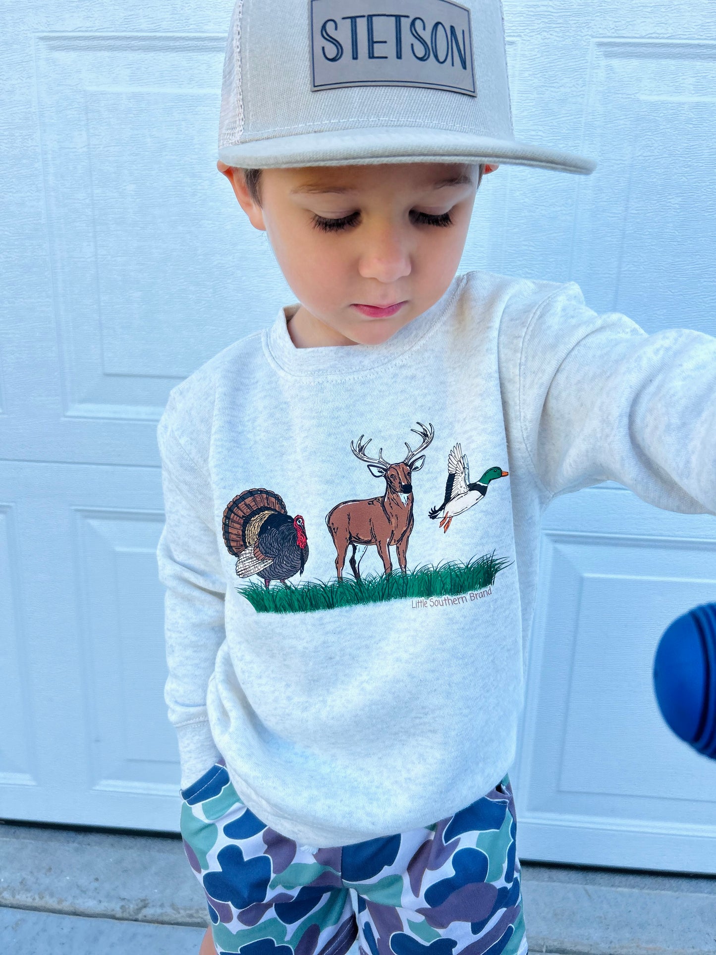 Turkey, Deer & Duck Crewneck - Natural Heather